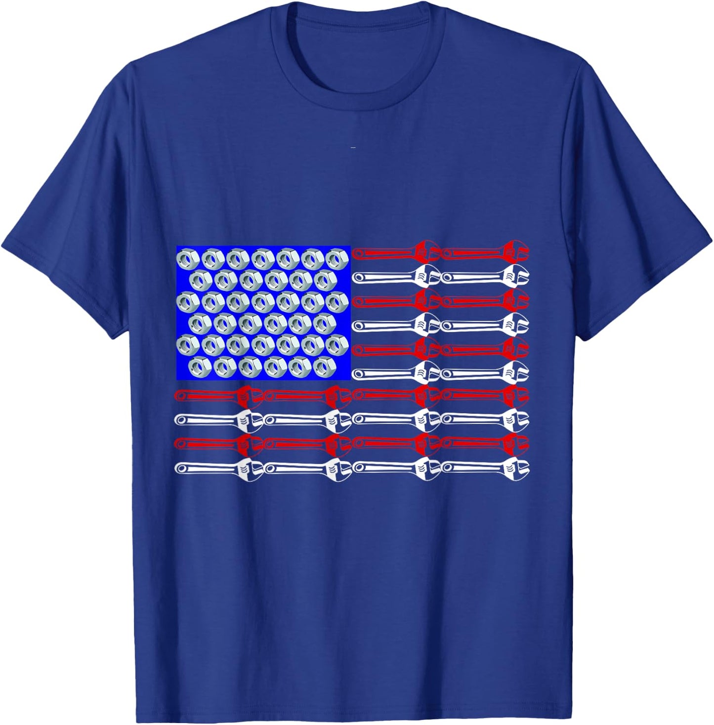 Mechanic Proud American Patriotic USA Flag of Tools T-Shirt - T-Shirt | Royal