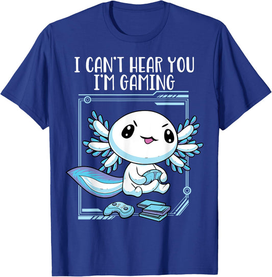 Gamer Axolotl Shirt Gamesolotl Fish Gaming Video Gamer Anime T-Shirt - T-Shirt | Royal