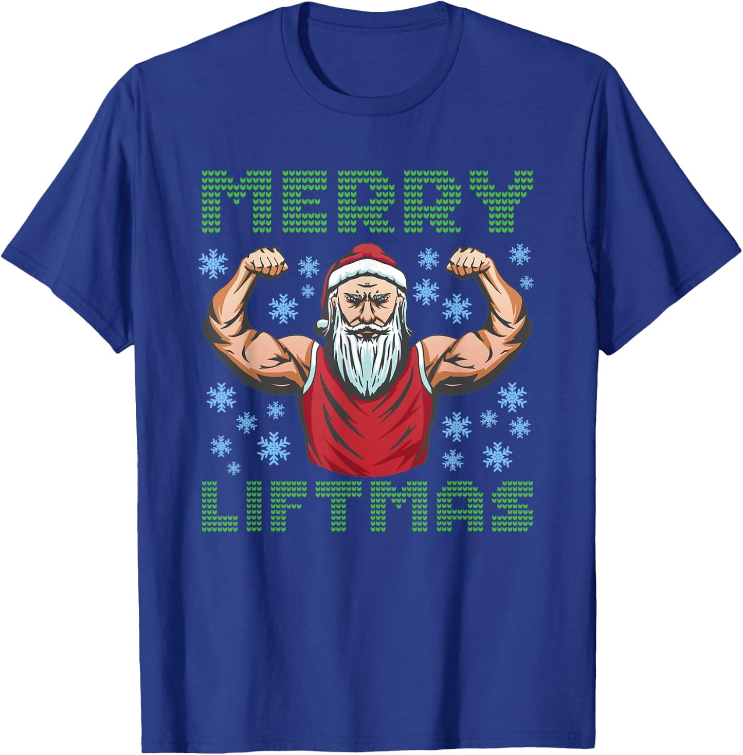 Gym Workout Pumping Santa Merry Liftmas T-Shirt - T-Shirt | Royal