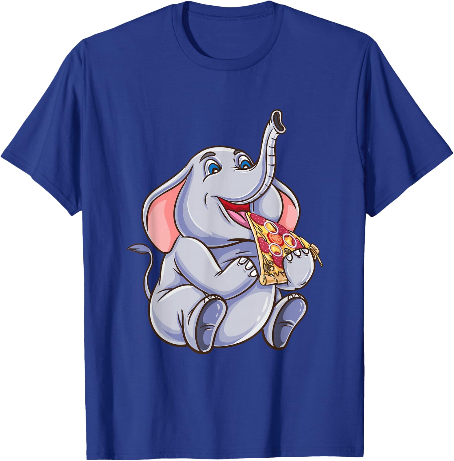 Funny Elephant Eating Pizza T-Shirt - T-Shirt | Royal