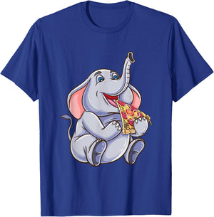 Funny Elephant Eating Pizza T-Shirt - T-Shirt | Royal