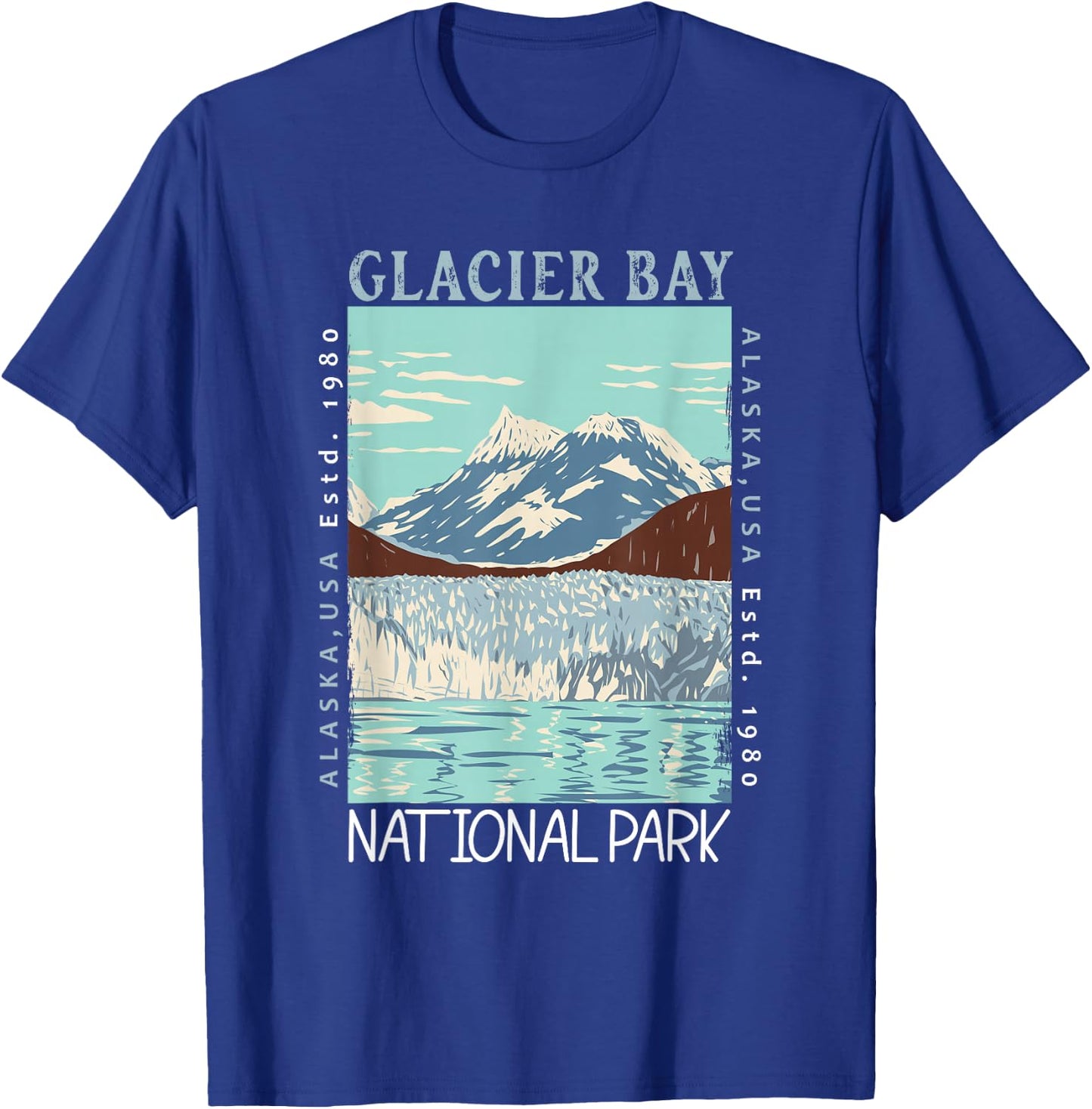 Glacier Bay National Park Alaska Distressed Vintage T-Shirt - T-Shirt | Royal