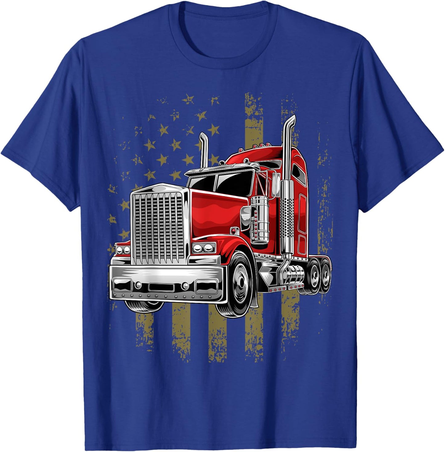 Patriotic Truck Driver American Flag Shirt Trucker Gifts Men T-Shirt - T-Shirt | Royal