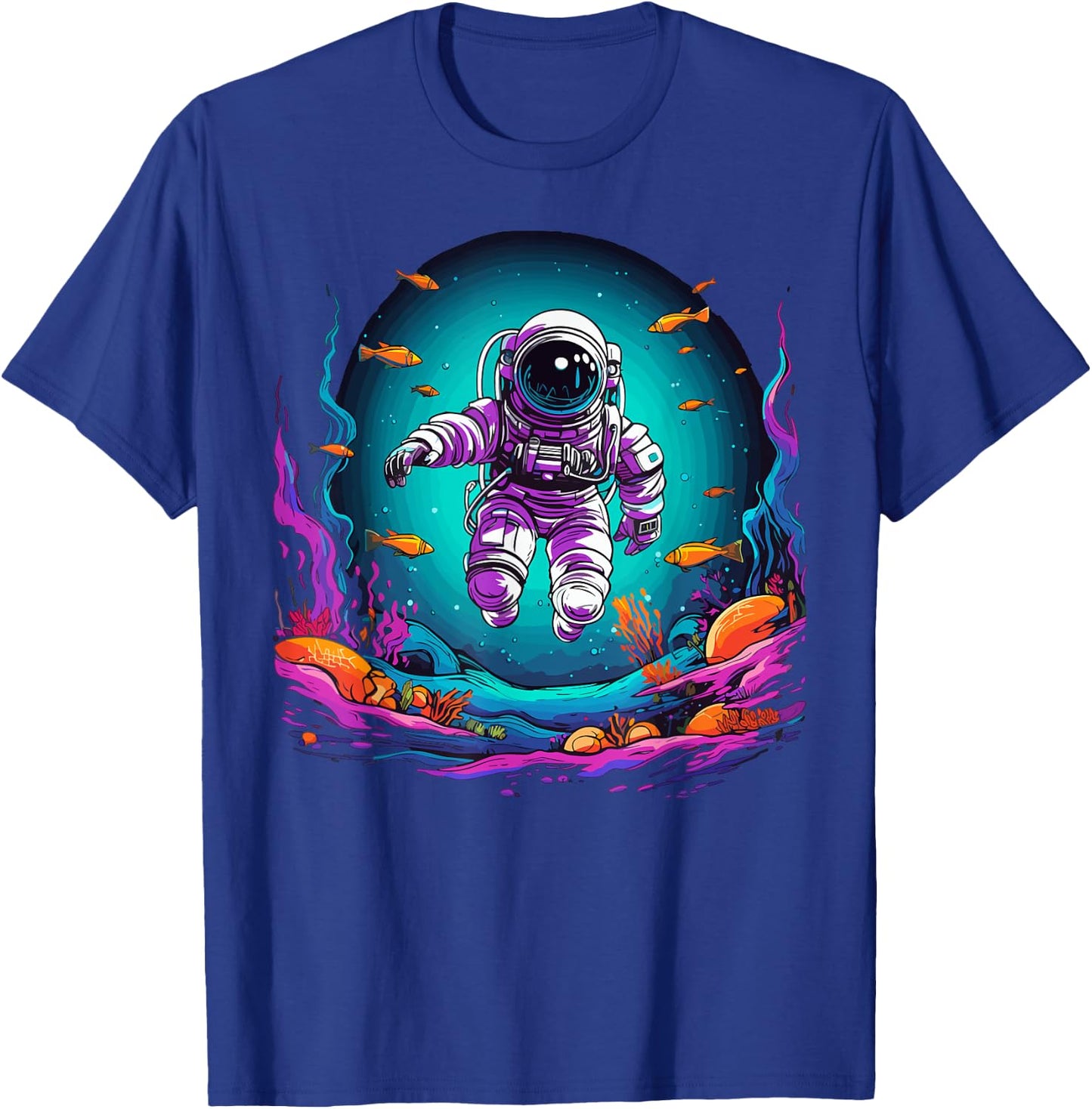 Astronaut Flying Under Ocean Water Astronaut T-Shirt - T-Shirt | Royal