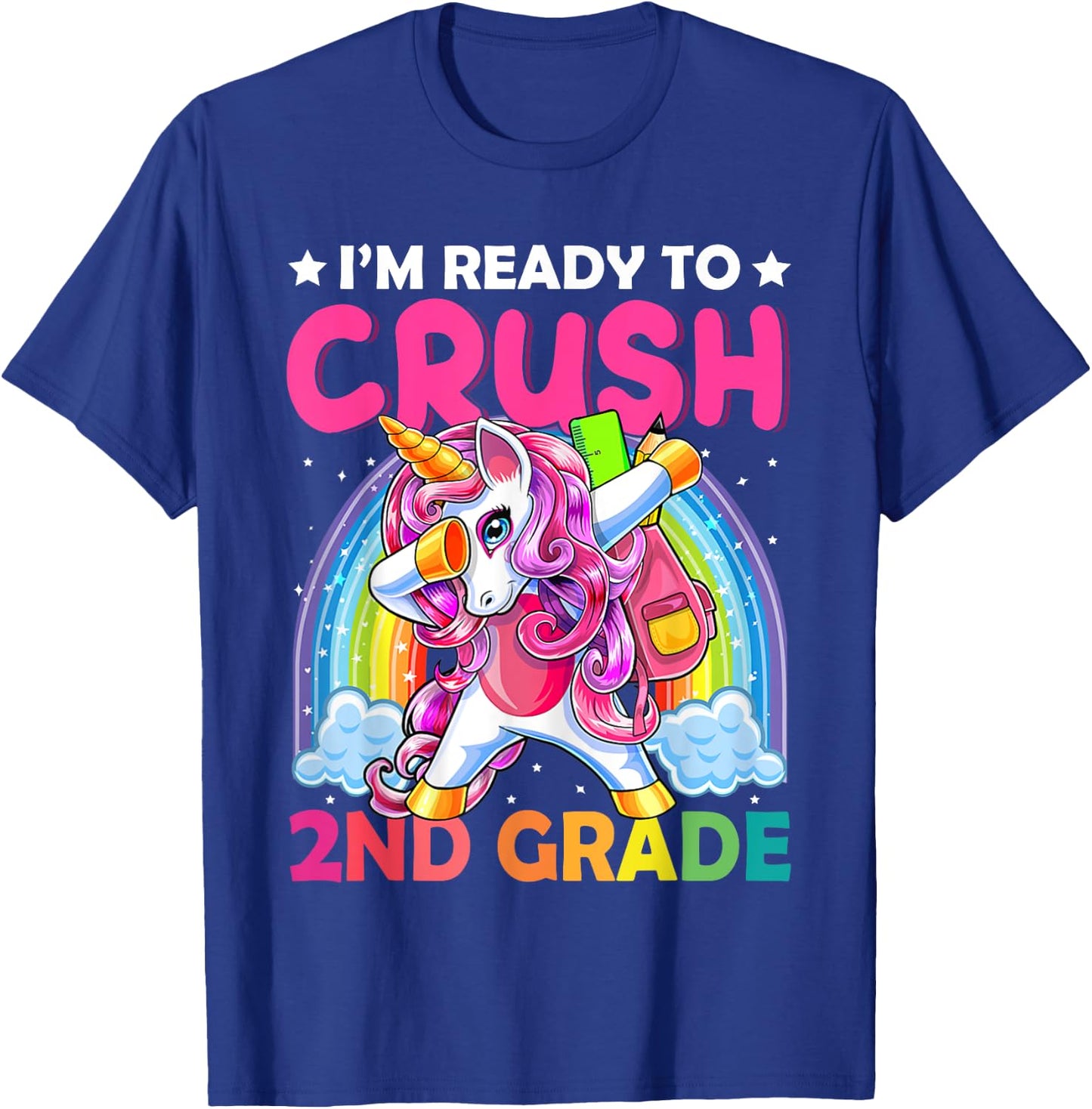 I'm Ready To Crush 2nd Grade Dabbing Unicorn Back to School T-Shirt - T-Shirt | Royal