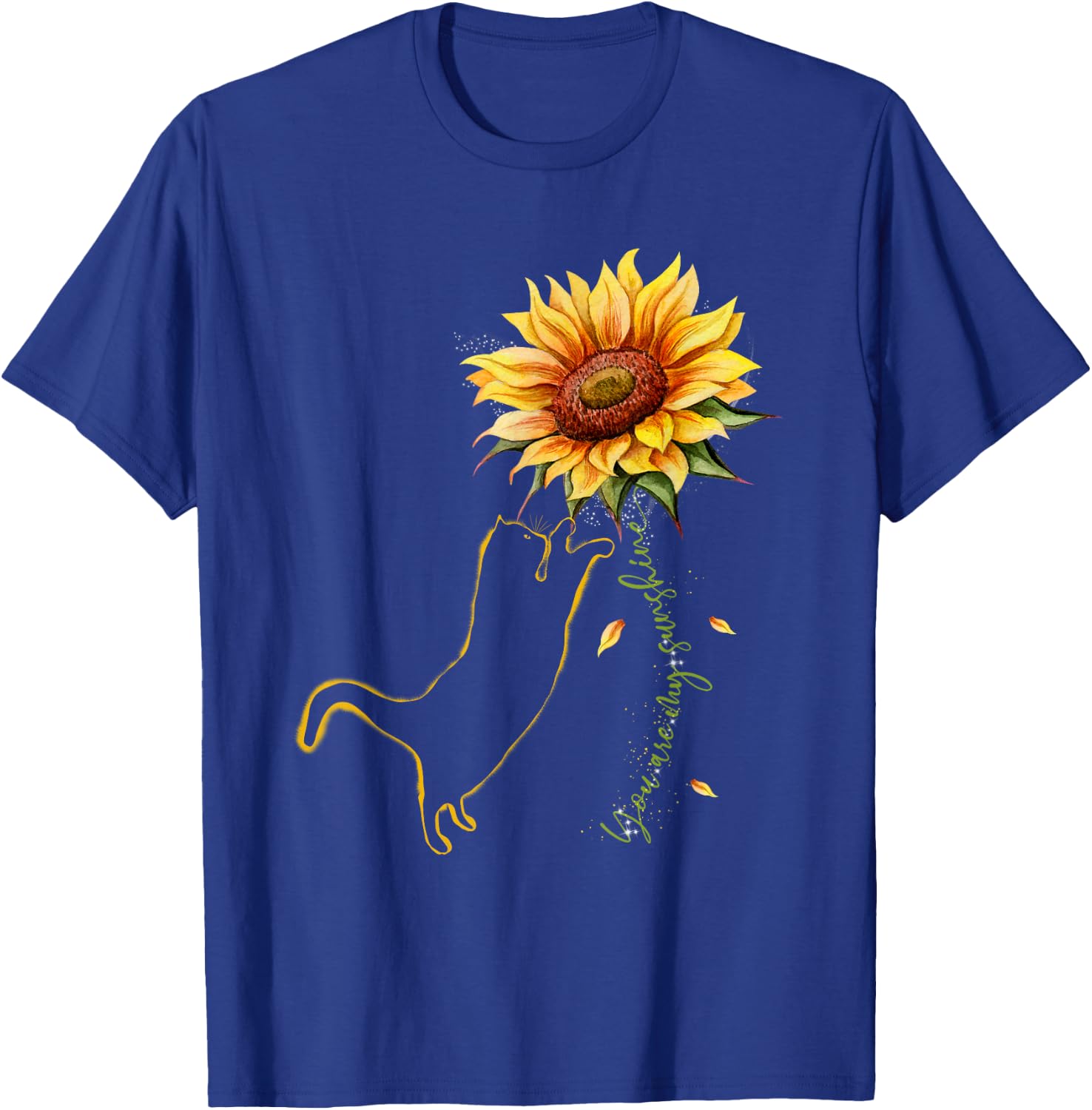 Cat Graphic , Cat Sunflower Shirt, Cat Sunshine, Cat Lover T-Shirt - T-Shirt | Royal