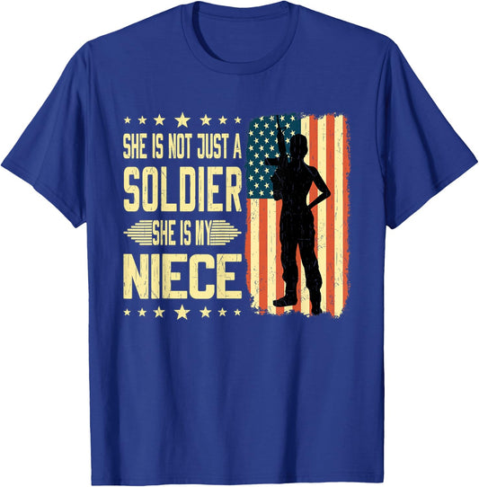 My Niece Is A Soldier Hero Proud Army Aunt Uncle Military T-Shirt - T-Shirt | Royal