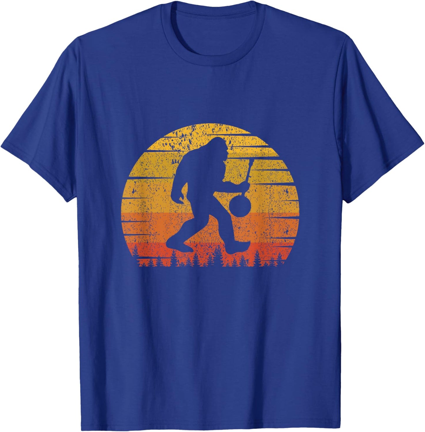 Vintage Retro Sunset Funny Bigfoot Banjo Player T-Shirt - T-Shirt | Royal