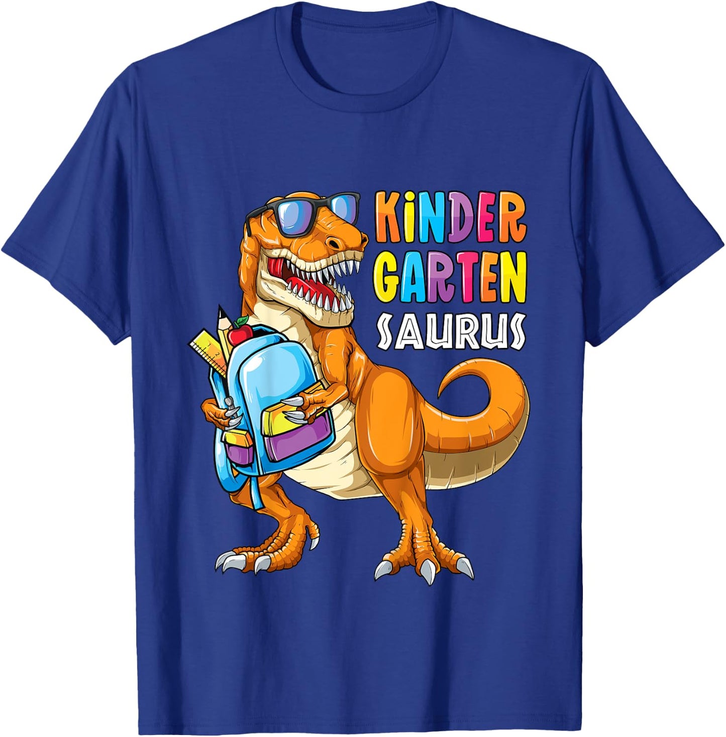 Kids First Day of Kindergarten Saurus T Rex Back to School Boys T-Shirt - T-Shirt | Royal