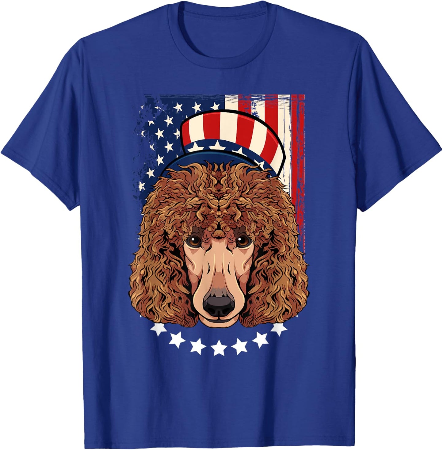 Patriotic Brown Poodle 4th Of July Dog American Flag Hat T-Shirt - T-Shirt | Royal