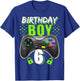 Birthday Boy 6 Video Game Controller Gamer 6th Birthday Gift T-Shirt - T-Shirt | Royal