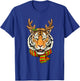 Tiger Reindeer Christmas Shirt Animal With Antlers Xmas T-Shirt - T-Shirt | Royal