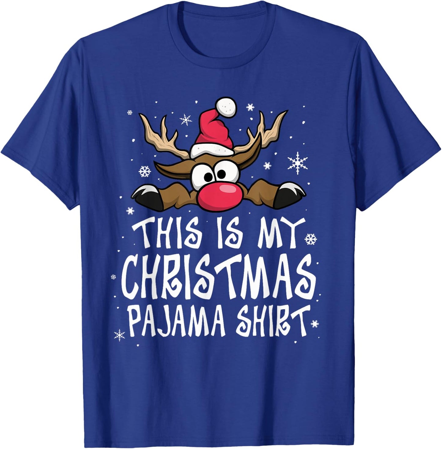 This is My Christmas Pajama Shirt Funny Christmas Reindeer T-Shirt - T-Shirt | Royal