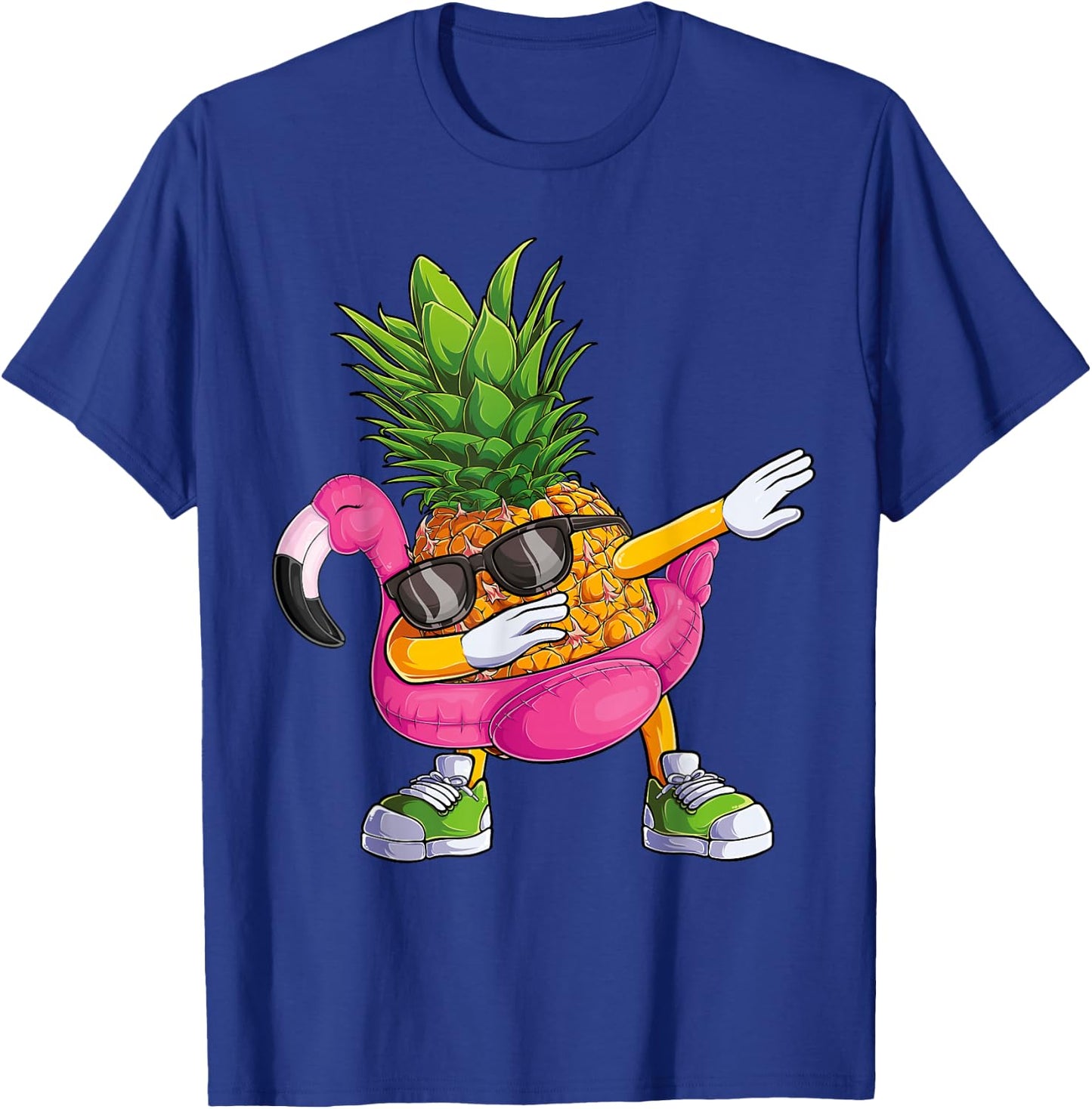 Dabbing Pineapple Flamingo Tropical Aloha Beach Hawaiian T-Shirt - T-Shirt | Royal