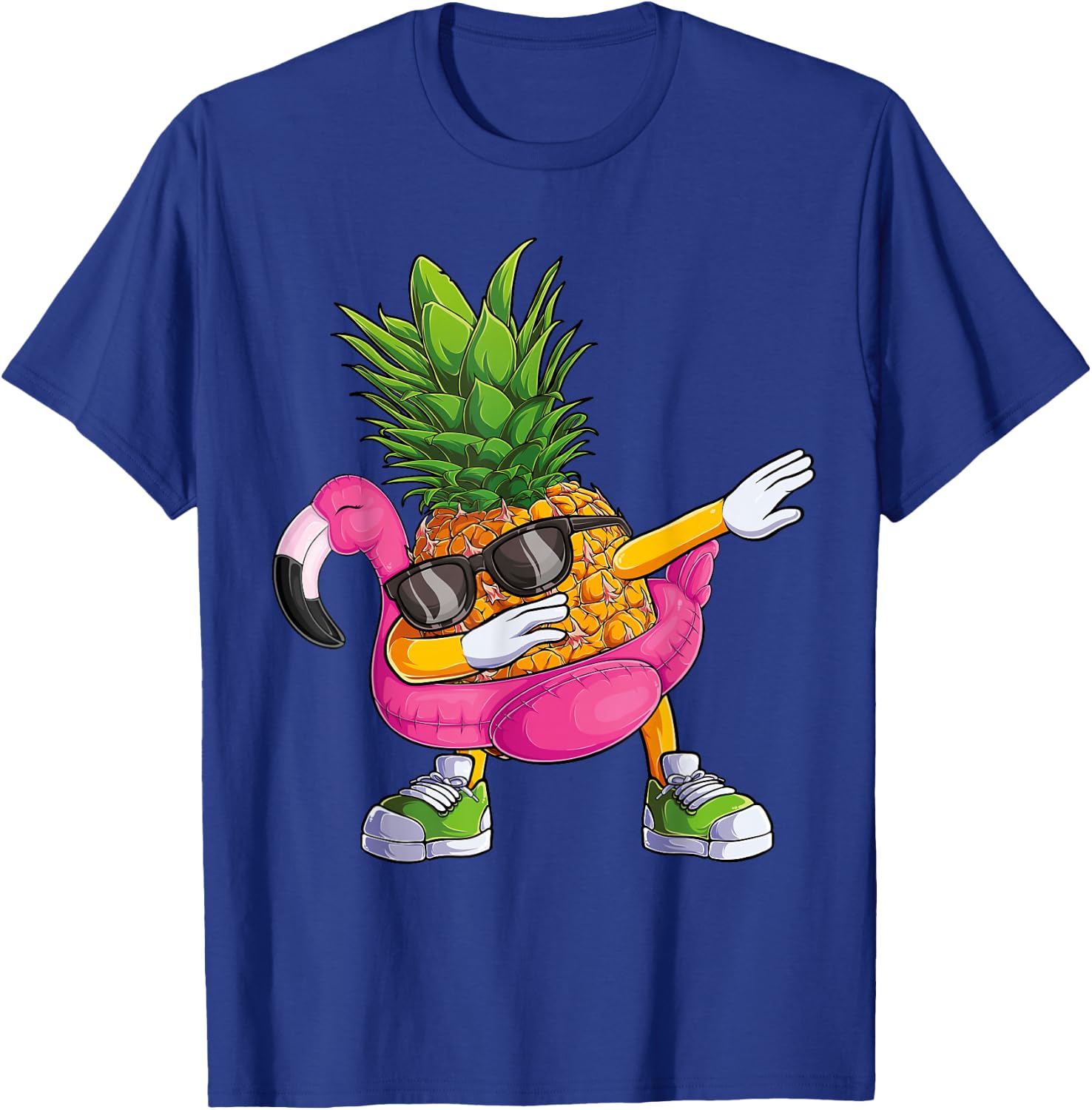 Dabbing Pineapple Flamingo Tropical Aloha Beach Hawaiian T-Shirt - T-Shirt | Royal