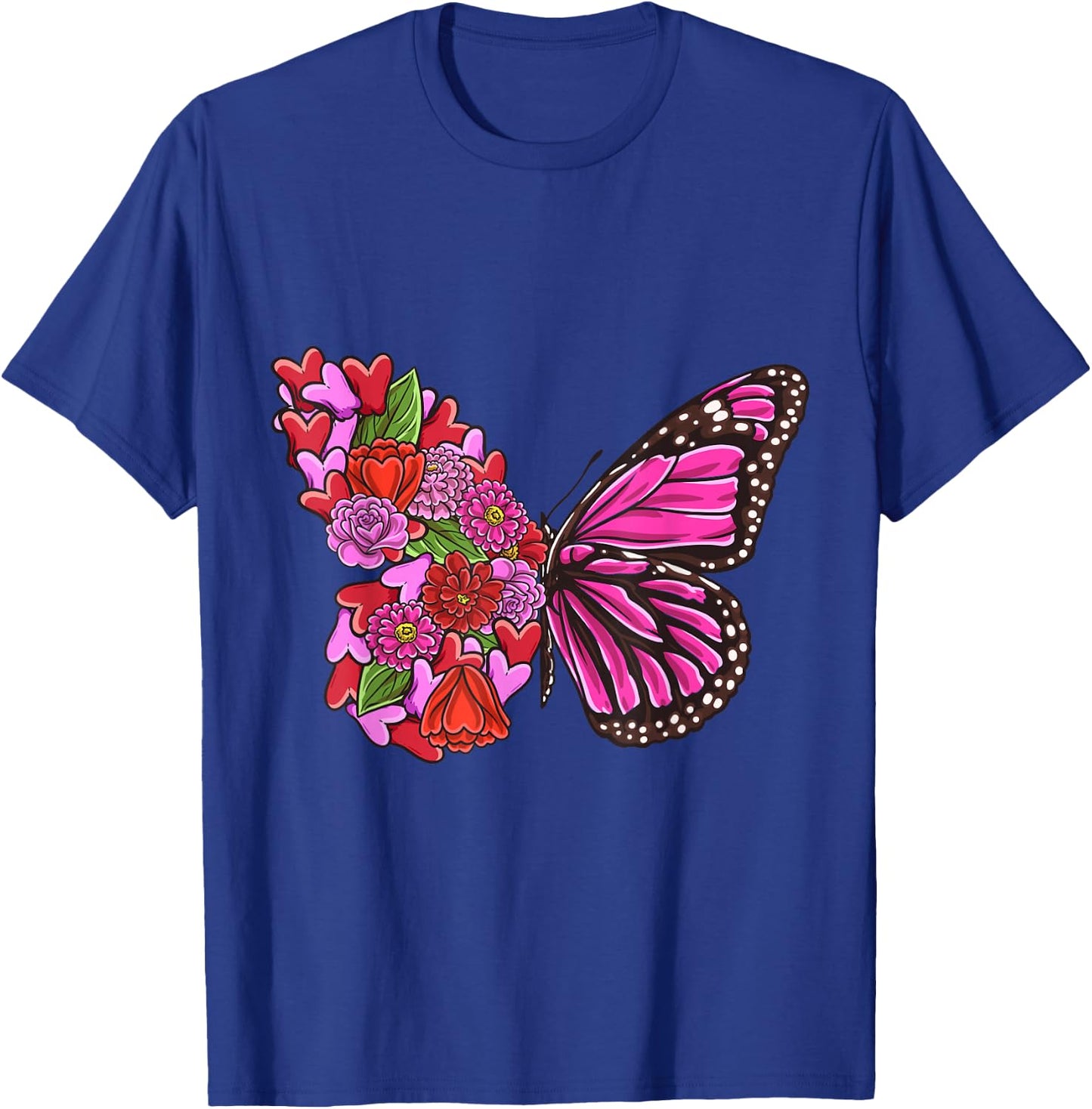 Beautiful Butterfly with half Pink flowers butterflies girl T-Shirt - T-Shirt | Royal