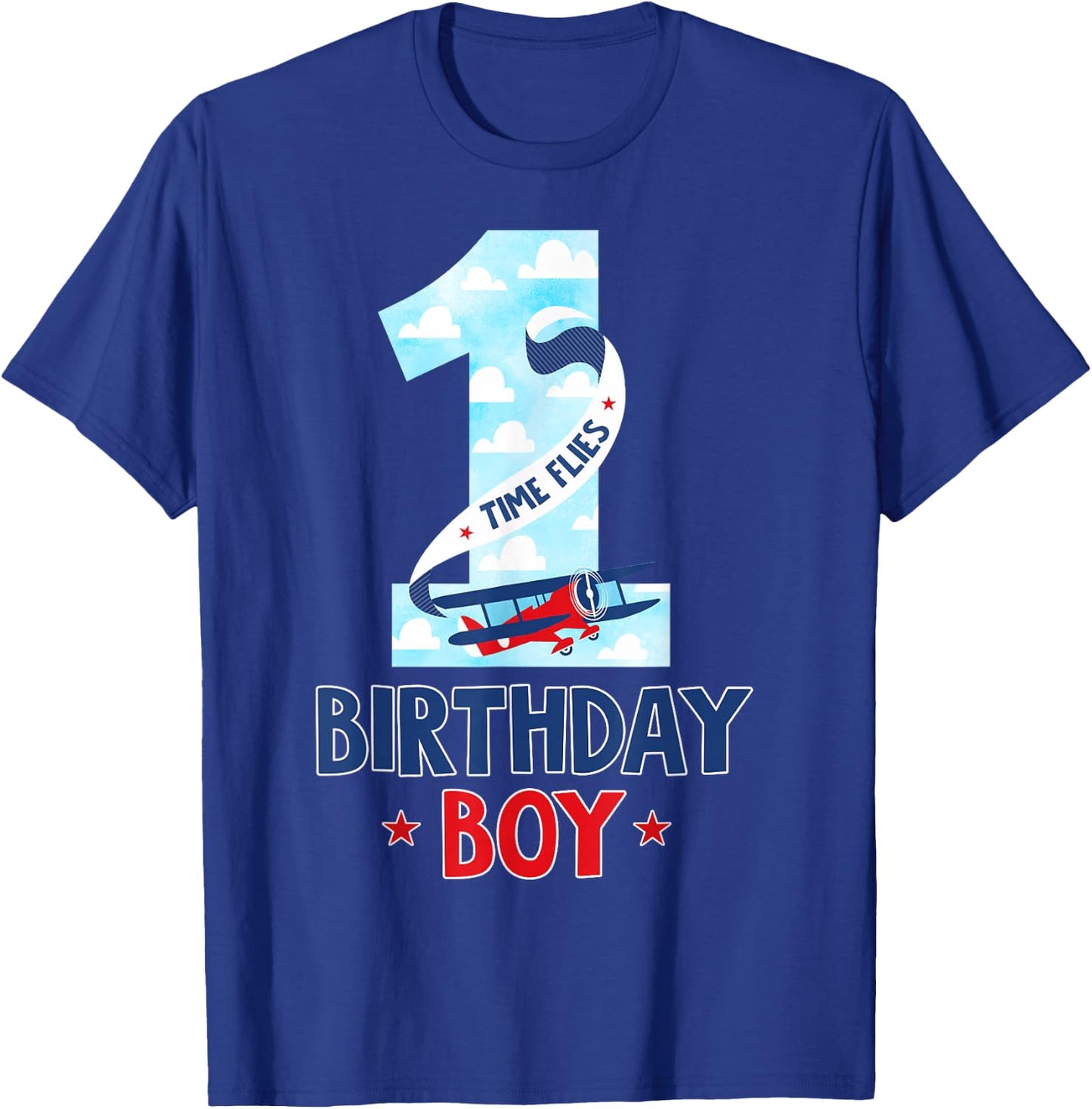 1 Year Old Birthday Outfit Boy Airplane Pilot 1st Bday T-Shirt - T-Shirt | Royal