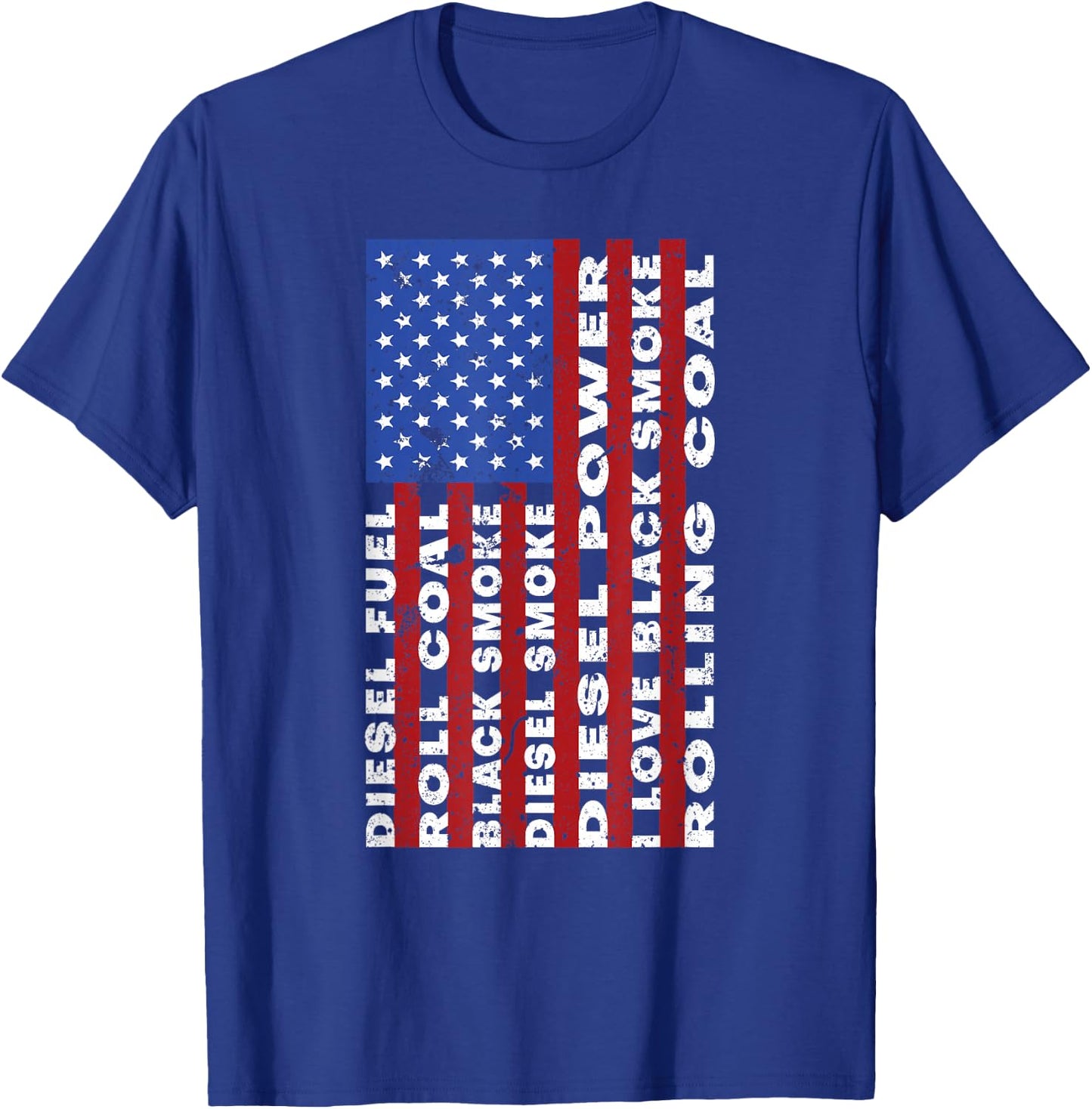 American Flag Diesel Power Roll Coal USA Trucker Gift T-Shirt - T-Shirt | Royal