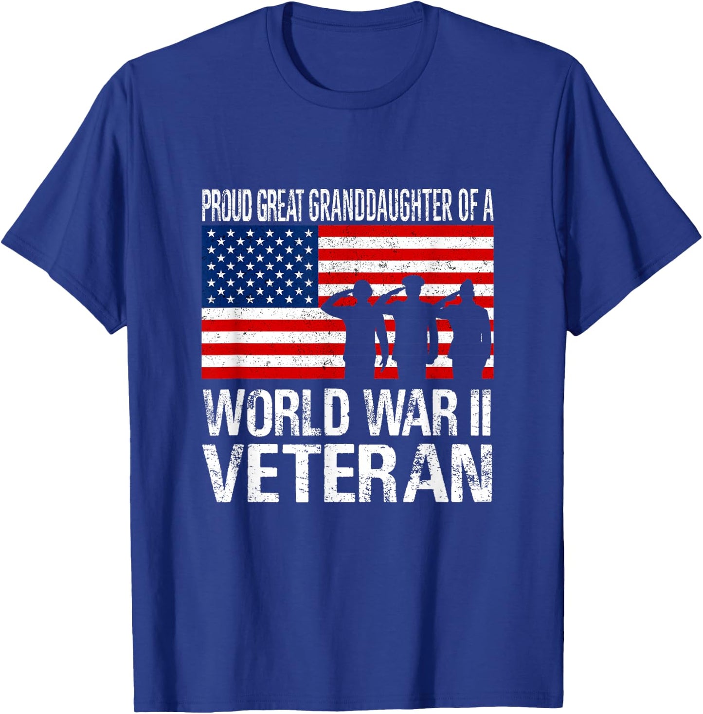 Proud Great Granddaughter of WW II Veteran Family Matching T-Shirt - T-Shirt | Royal