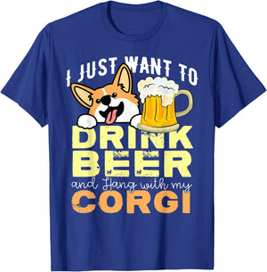 Corgi Dad Shirt Funny Father's Day Dog Lover Gift Beer Men Women T-Shirt - T-Shirt | Royal