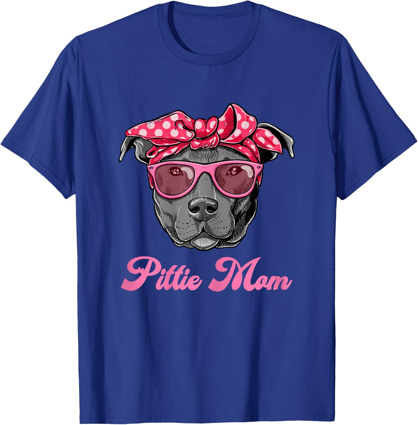 Funny PITTIE MOM Women Cool Pitbull Dog Retro T-Shirt - T-Shirt | Royal