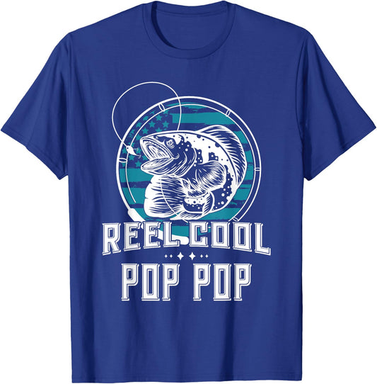 Gift Fathers Day - Reel Cool Pop Pop Fishing T-Shirt - T-Shirt | Royal
