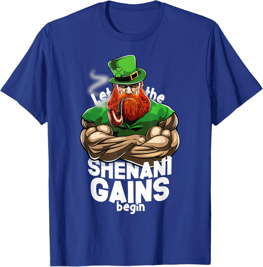 St Patricks Day T Shirt Jacked Leprechaun Time to make GAINS T-Shirt - T-Shirt | Royal