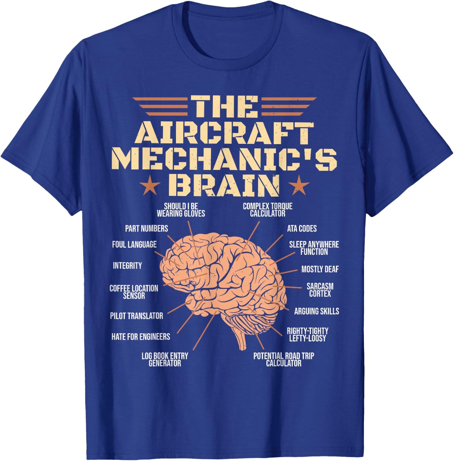 Aircraft Mechanics Brain Shirt Aviation T-Shirt - T-Shirt | Royal