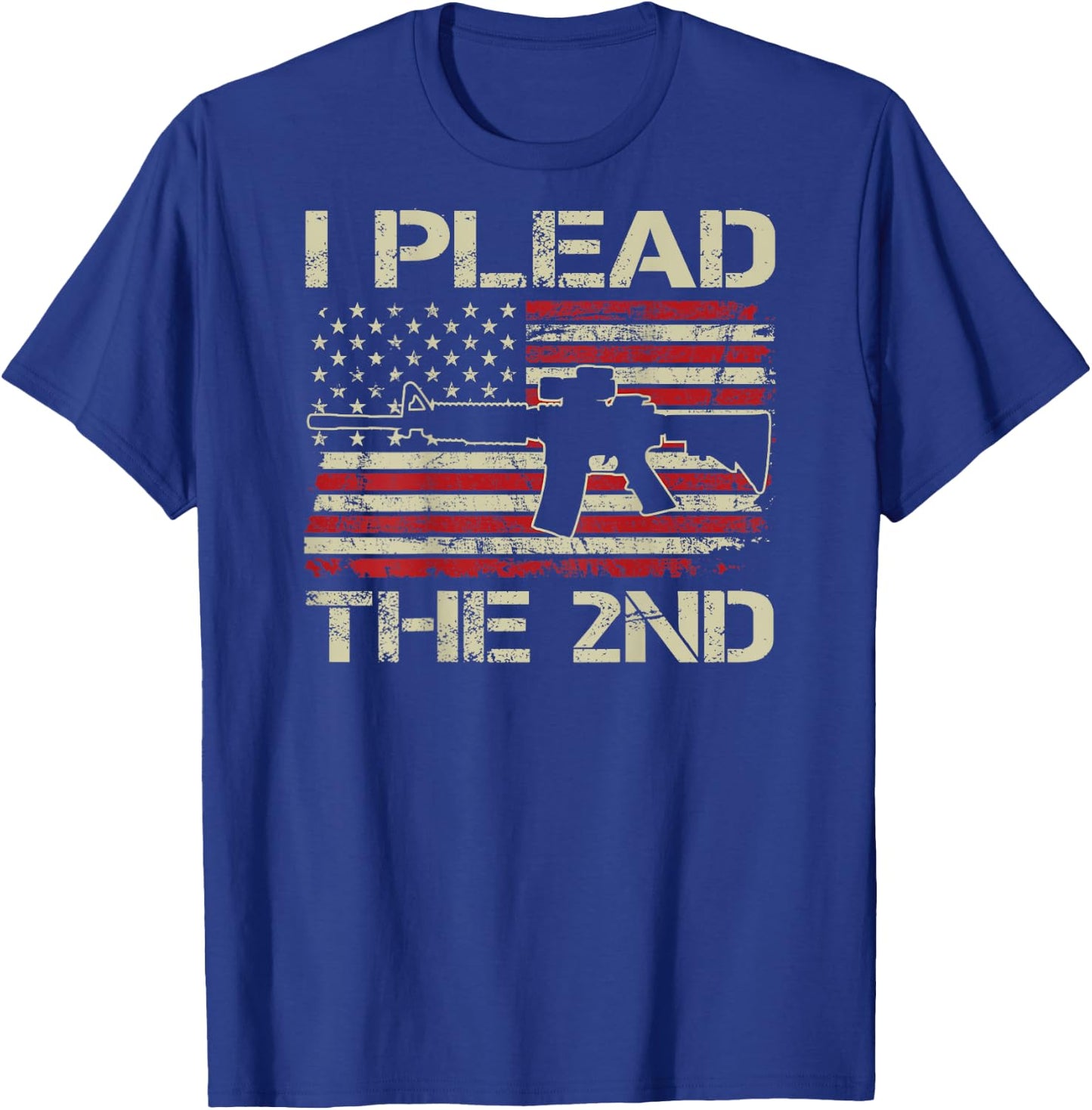 I Plead The 2nd Amendment - Vintage USA AR15 Flag (ON BACK) T-Shirt - T-Shirt | Royal