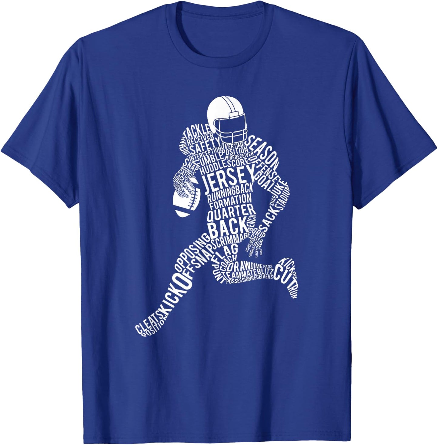 Football Player Typography T-Shirt - T-Shirt | Royal