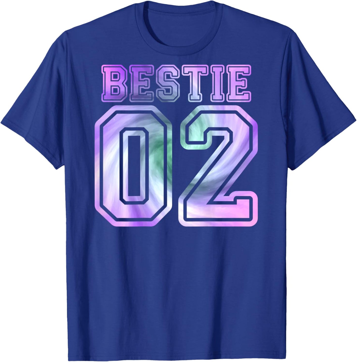 BFF 02 Best Friend Matching Bestie Tie Dye (On Back) T-Shirt - T-Shirt | Royal