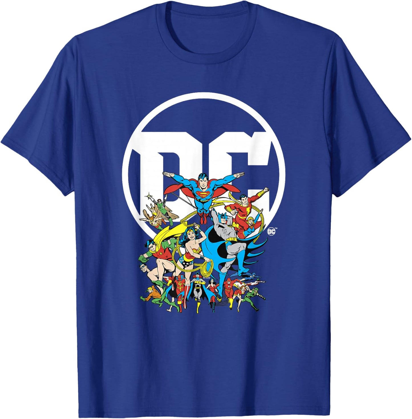 DC Comics Character Group Logo Poster T-Shirt - T-Shirt | Royal