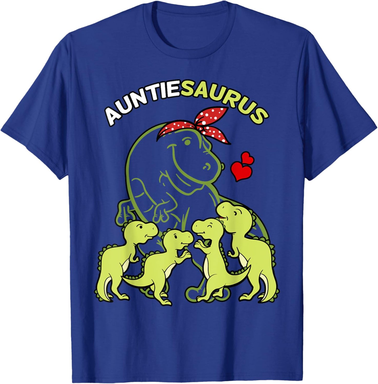 Auntiesaurus Auntie 4 Kids Dinosaur Family Day T-Shirt - T-Shirt | Royal