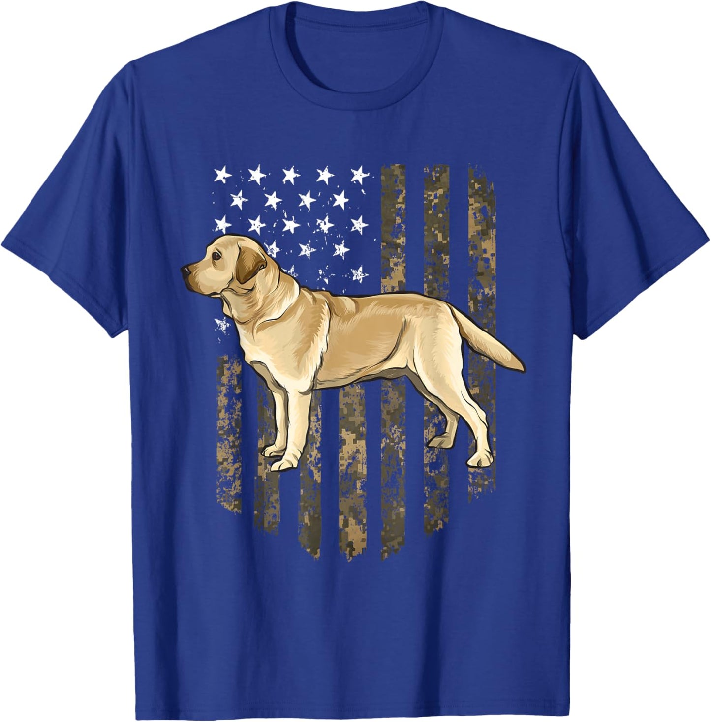 Camo American Flag Yellow Labrador Retriever 4th of July USA T-Shirt - T-Shirt | Royal