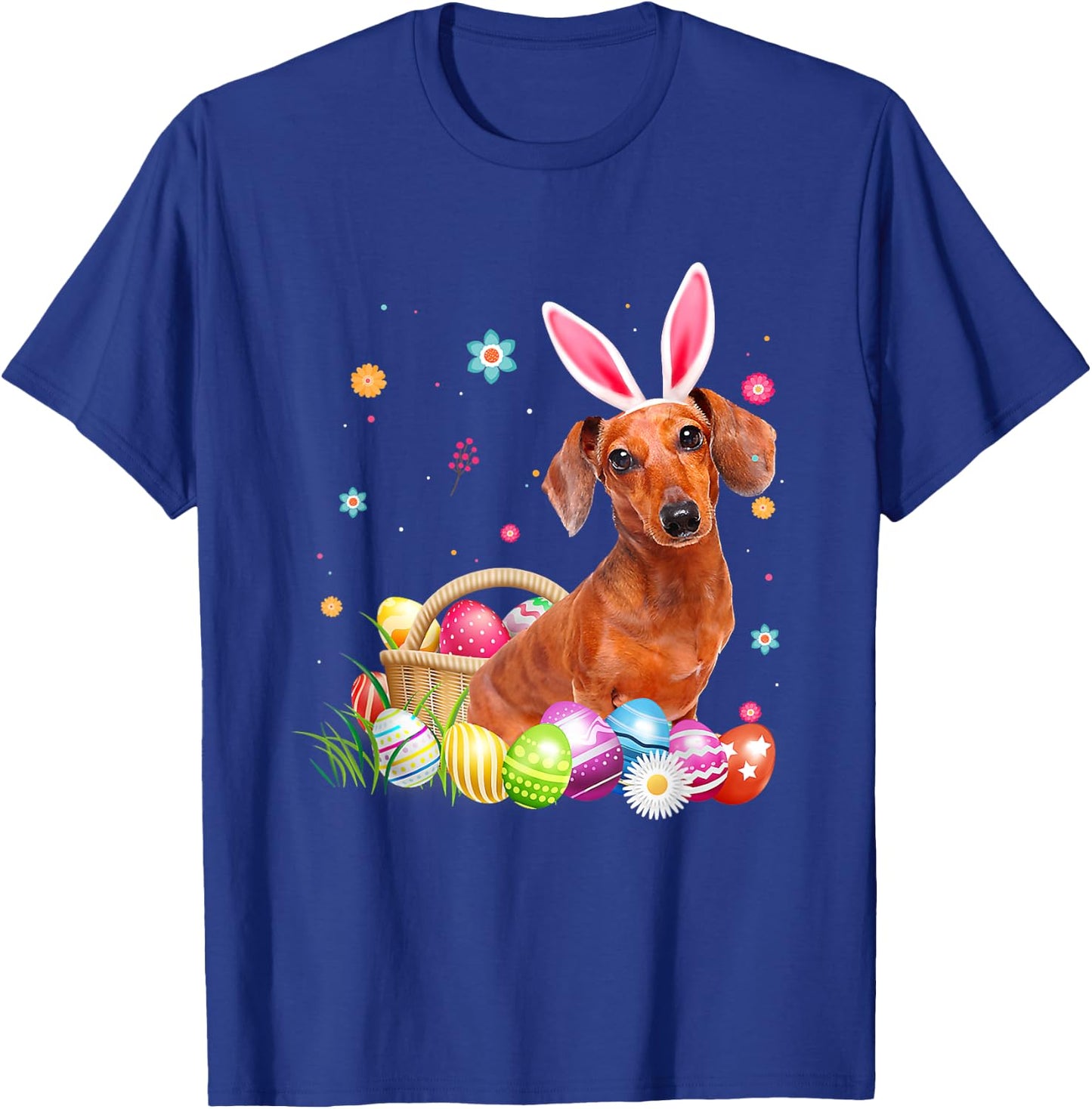 Happy Easter Cute Bunny Dachshund Wearing Bunny Ears Gift T-Shirt - T-Shirt | Royal