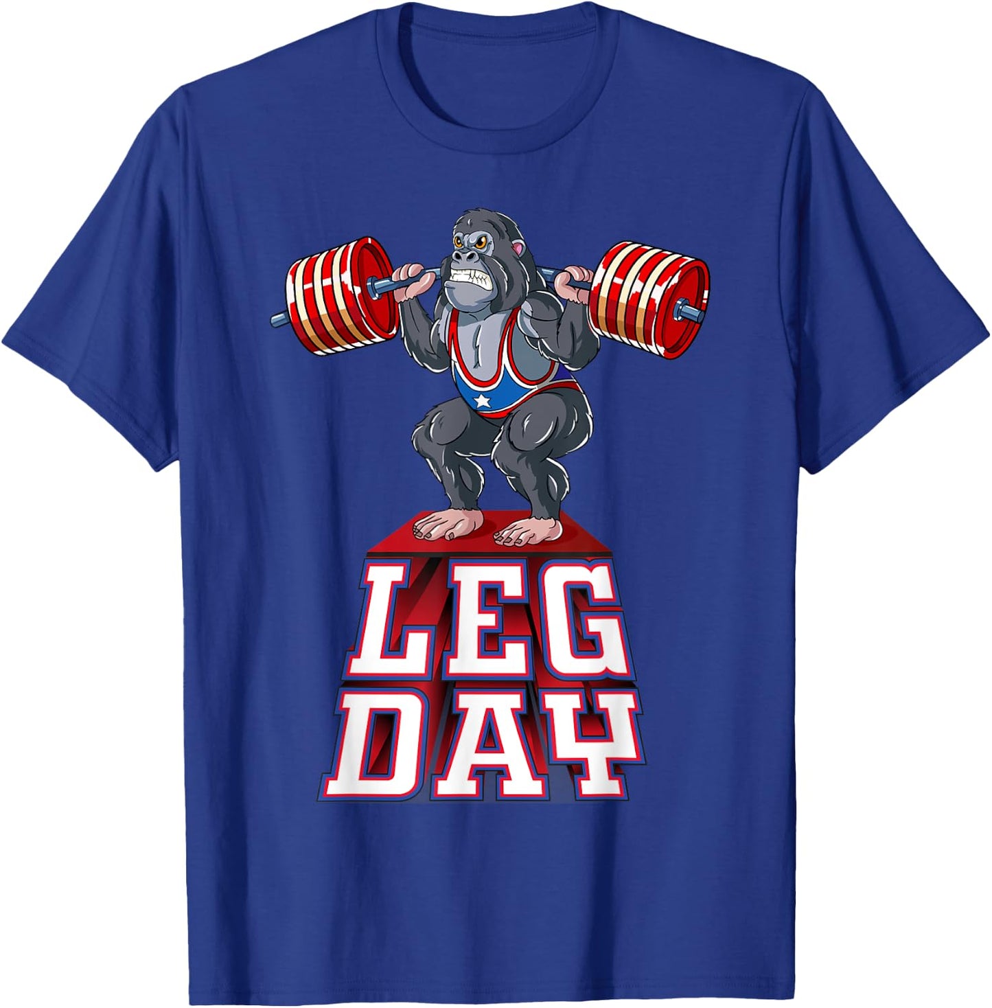 Leg Day gorilla Weight Lifting Squat Gym Training T-Shirt - T-Shirt | Royal