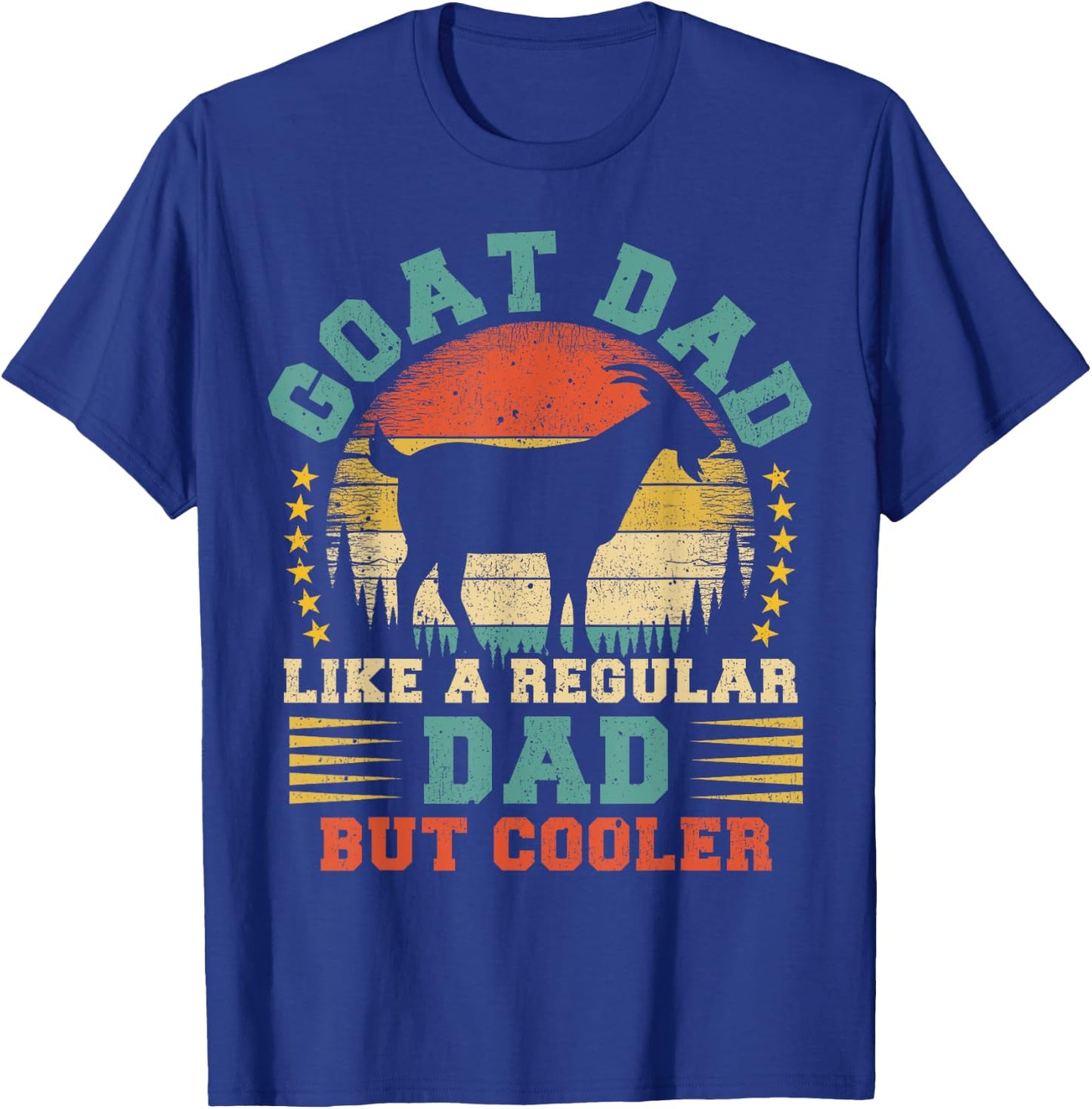 Vintage Goat Dad Like A Regular Dad Goat Father's Day T-Shirt - T-Shirt | Royal