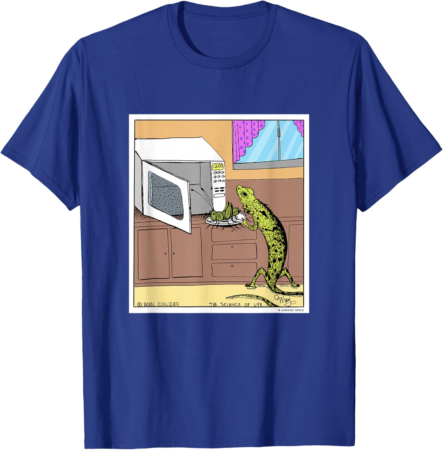 Lizard Microwave Dinner Funny Reptile Novelty Gift T-Shirt - T-Shirt | Royal