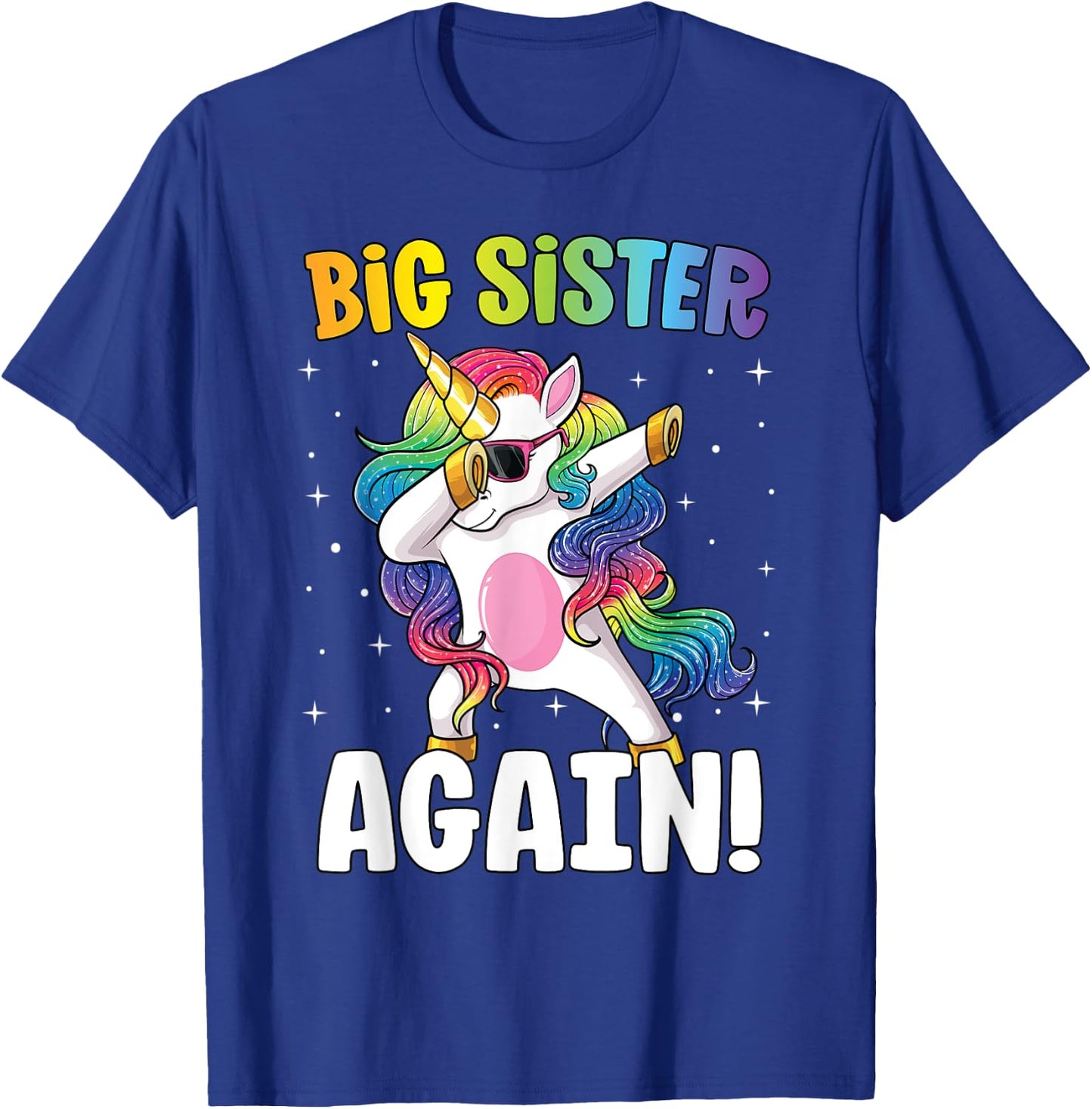 Big Sister Again Girls Dab Unicorn Daughter Older Sibling T-Shirt - T-Shirt | Royal