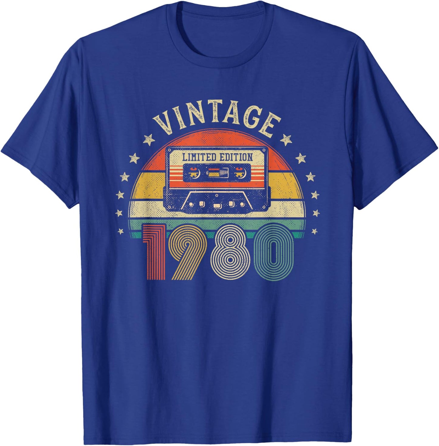 Vintage 1980 Retro Cassette Tape - 46th Birthday T-Shirt - T-Shirt | Royal