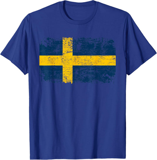 SWEDEN Flag | Men Women Kids | Vintage SWEDEN T-Shirt - T-Shirt | Royal