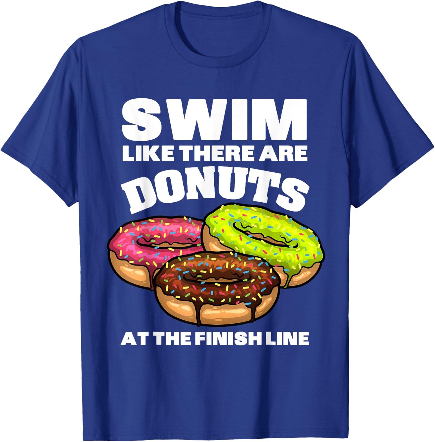 Funny Swimming Donut Design Men Women Swimmer Sports Athlete T-Shirt - T-Shirt | Royal