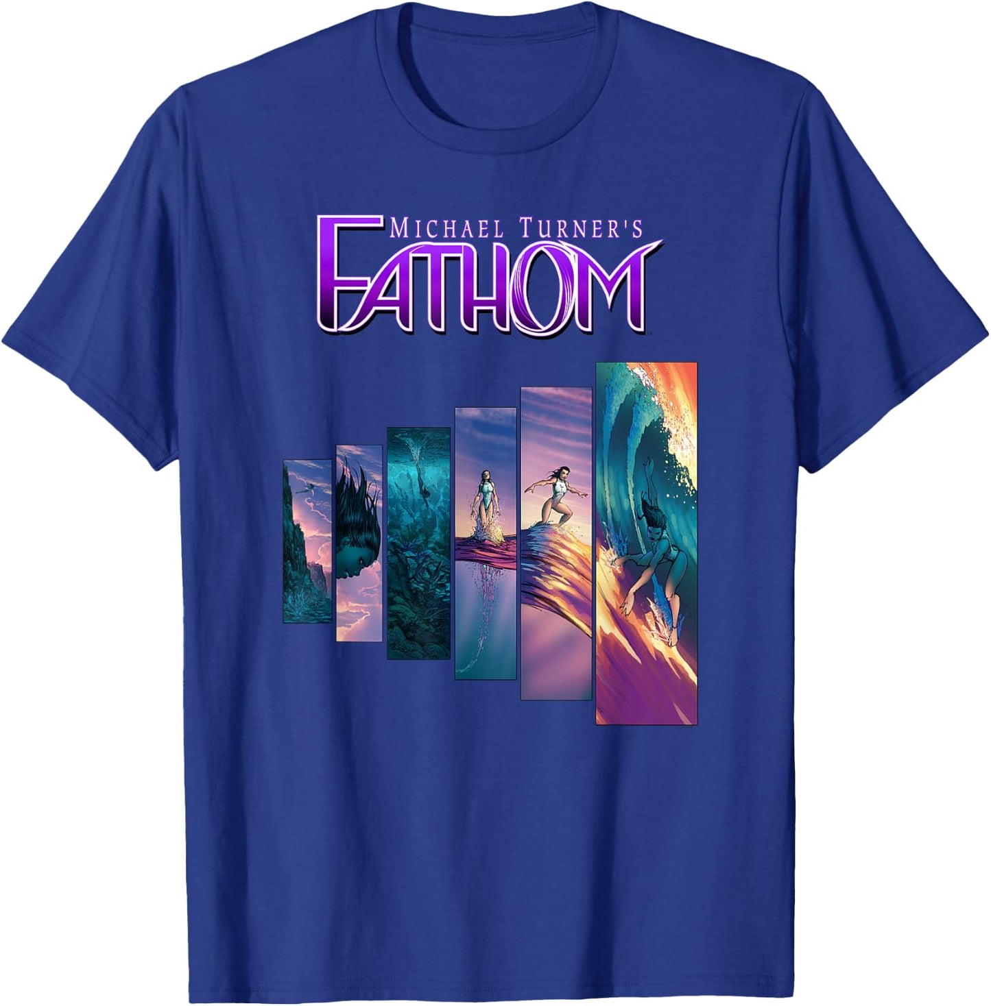 Michael Turner's "Fathom" Aspen Matthews Surf Panels T-Shirt - T-Shirt | Royal