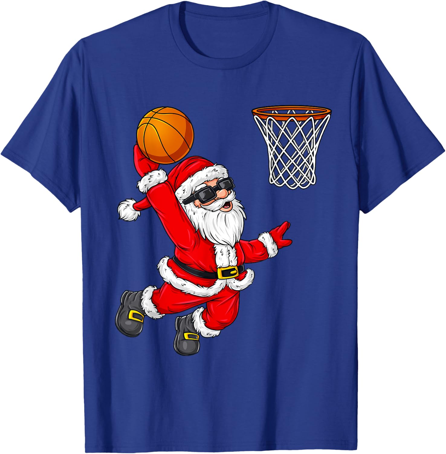Christmas Santa Claus Dunking A Basketball Boys Kids Xmas T-Shirt - T-Shirt | Royal