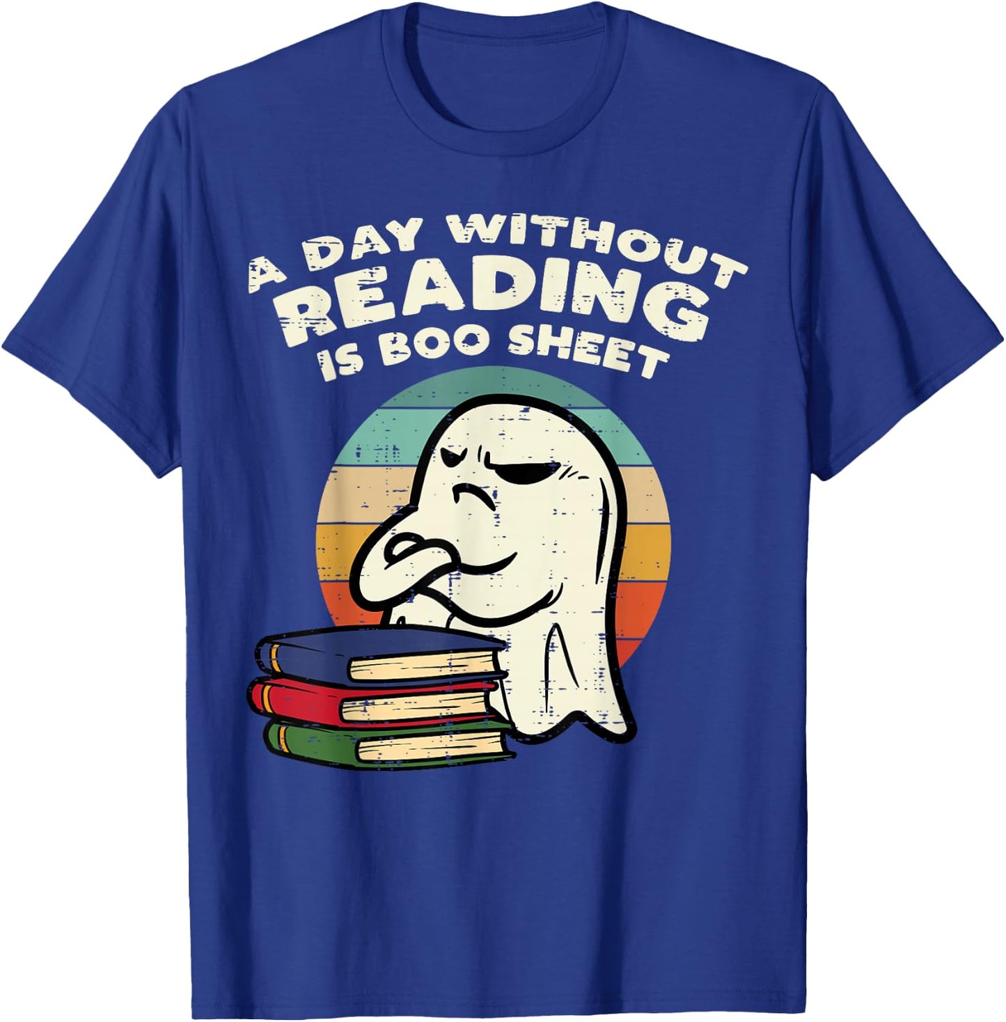 Funny Ghost Read Book Reading Librarian Halloween Men Women T-Shirt - T-Shirt | Royal