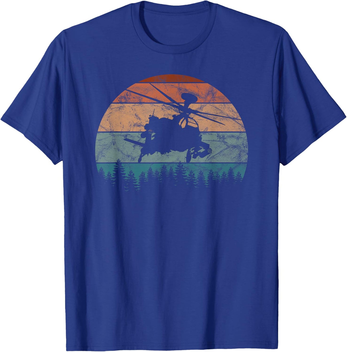 AH-64 Apache Helicopter Retro Vintage T-Shirt - T-Shirt | Royal