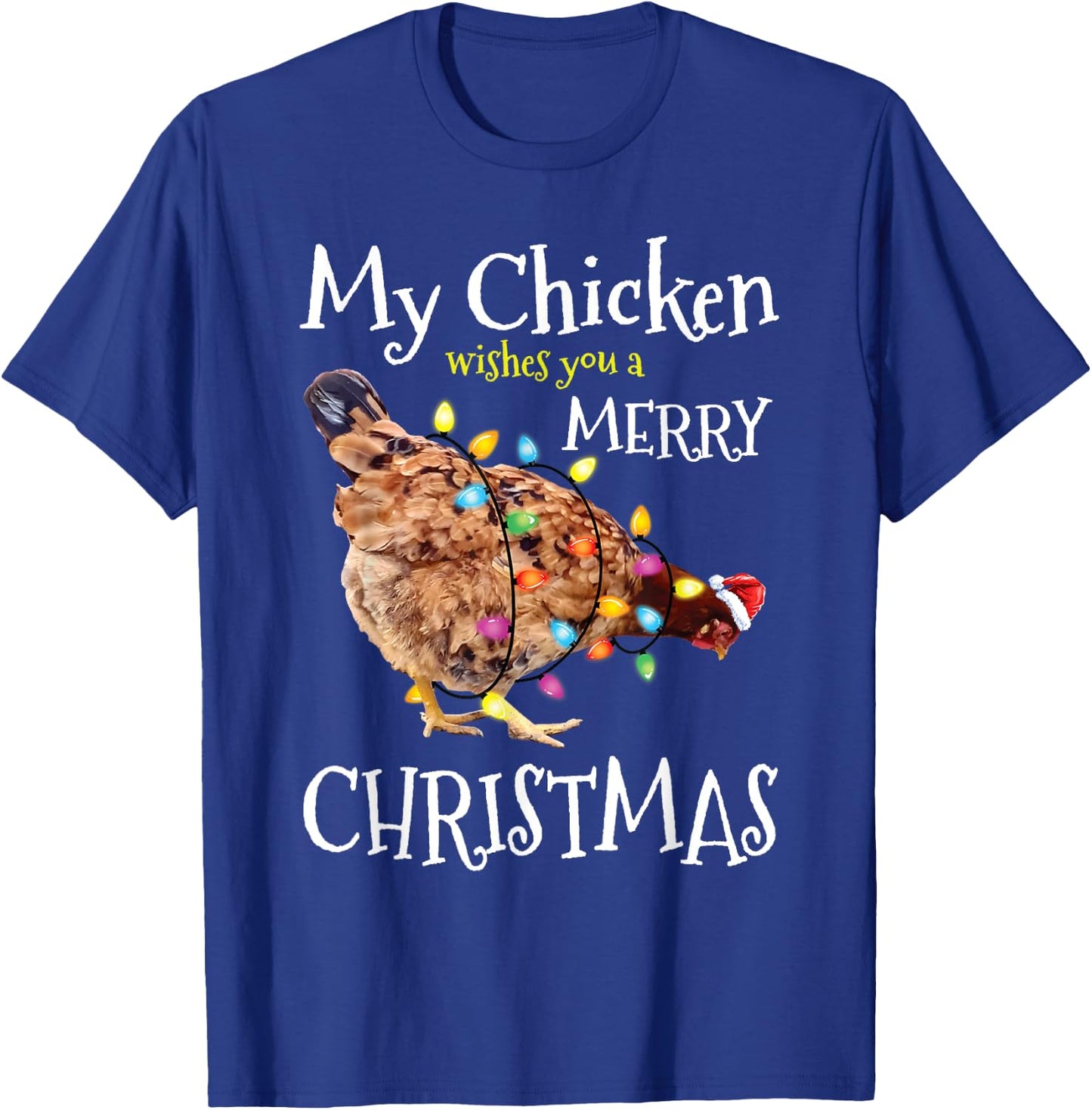Merry Christmas Chicken Santa Funny Xmas Chicken T-Shirt - T-Shirt | Royal