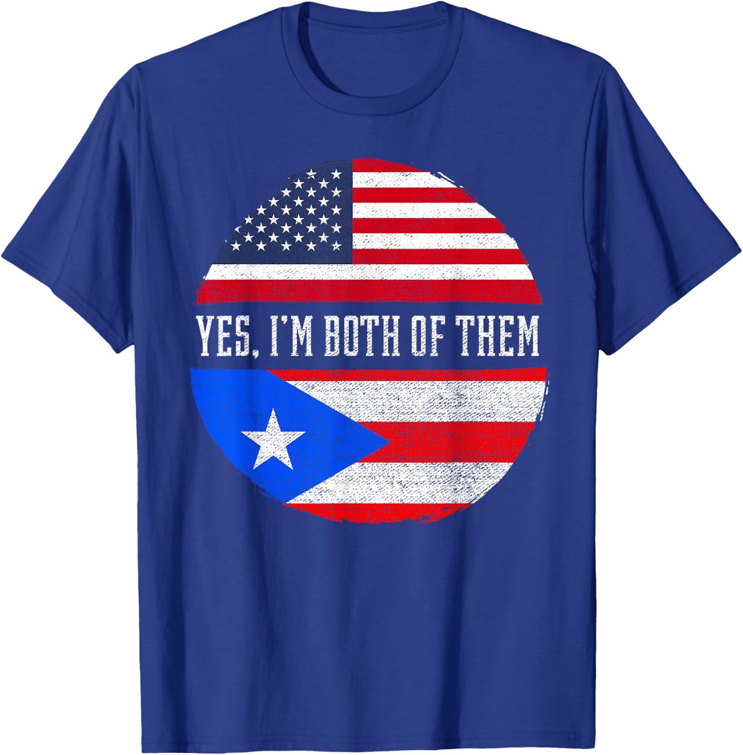 Half American Half Puerto Rican USA Flag Puerto Rico DNA T-Shirt - T-Shirt | Royal