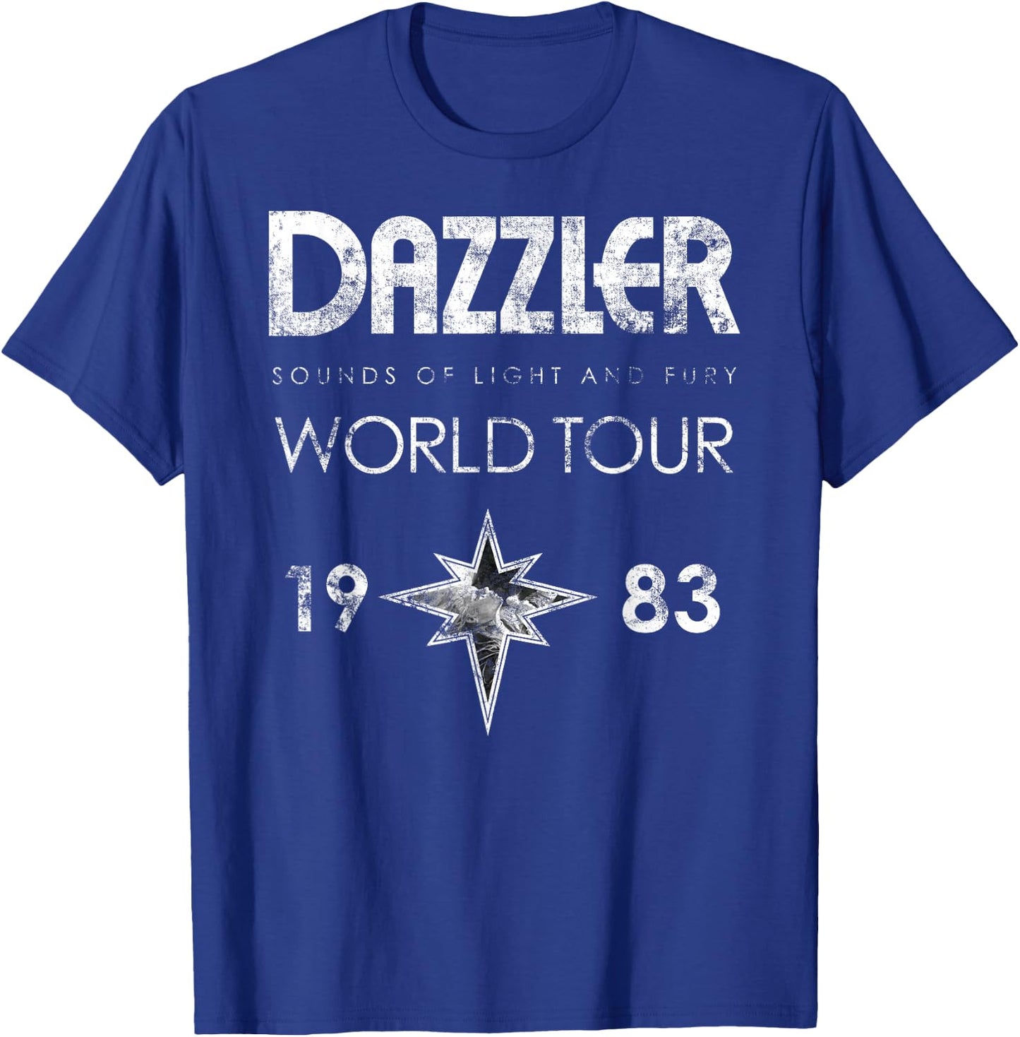 Dazzler Sounds of Light & Fury World Tour 1983 T-Shirt - T-Shirt | Royal