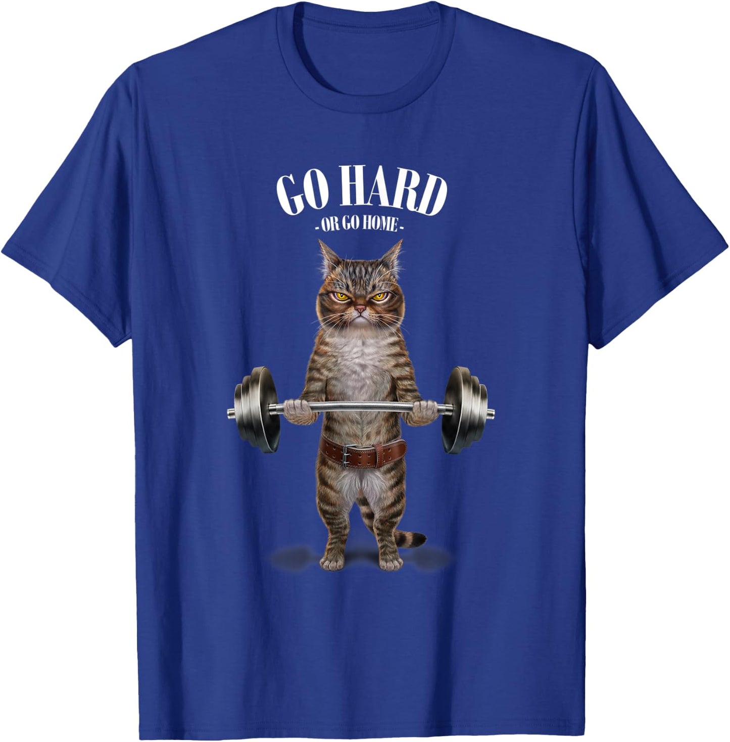 Tabby Cat Weightlifting in Fitness Gym T-Shirt - T-Shirt | Royal